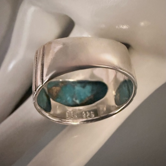 BBJ Turquoise Ring Sterling Silver 925 STUNNING 🔥 Size 6.75 Designer - Picture 5 of 5
